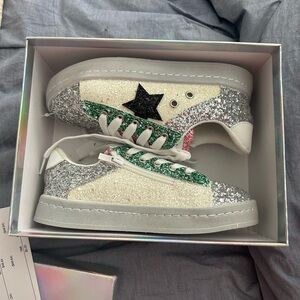 Lola + The Boys Glitter Star Sneakers - Silver, Green, Black